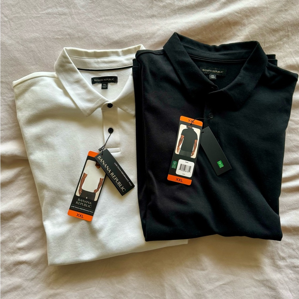 NWT Banana Republic Luxury-Touch Performance Pique Polo Shirt XXL Lot of 2
